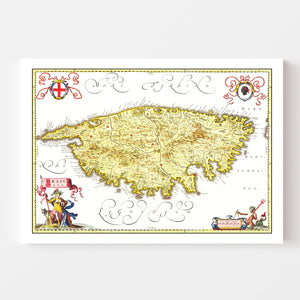 Vintage Map of Corsica, France 1665
