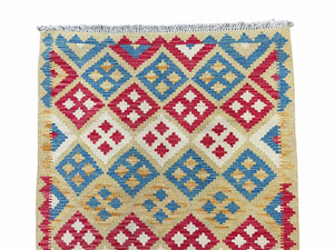 3x5 Kilim Rug Multicolor Tribal Kilim Rug 3 x 5 Tan Light Blue Red Beige New Turkish Anatolian Wool Kilim Flatweave Rug
