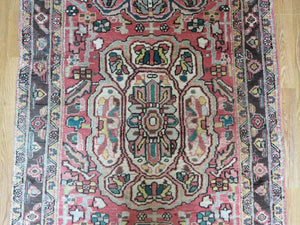 3' 9" X 10' 6" Semi Antique Handmade Turkish Wool Runner Rug