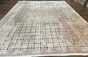 Tibetan Rug 9x12, Handmade, Wool, Modern Design