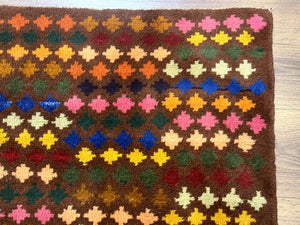 Afghan Balouch Rug 3x5 Multicolor Vintage Handmade Wool Carpet