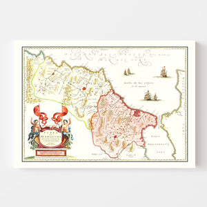 Vintage Map of Morocco 1665