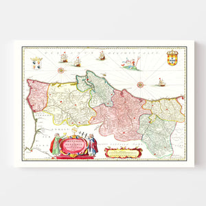 Vintage Map of Portugal 1665