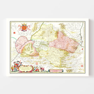 Vintage Map of Northern Spain 1665