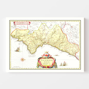 Vintage Map of Valencia, Spain 1665