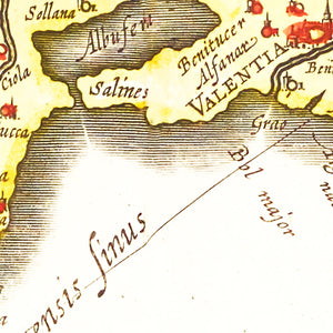 Vintage Map of Valencia, Spain 1665