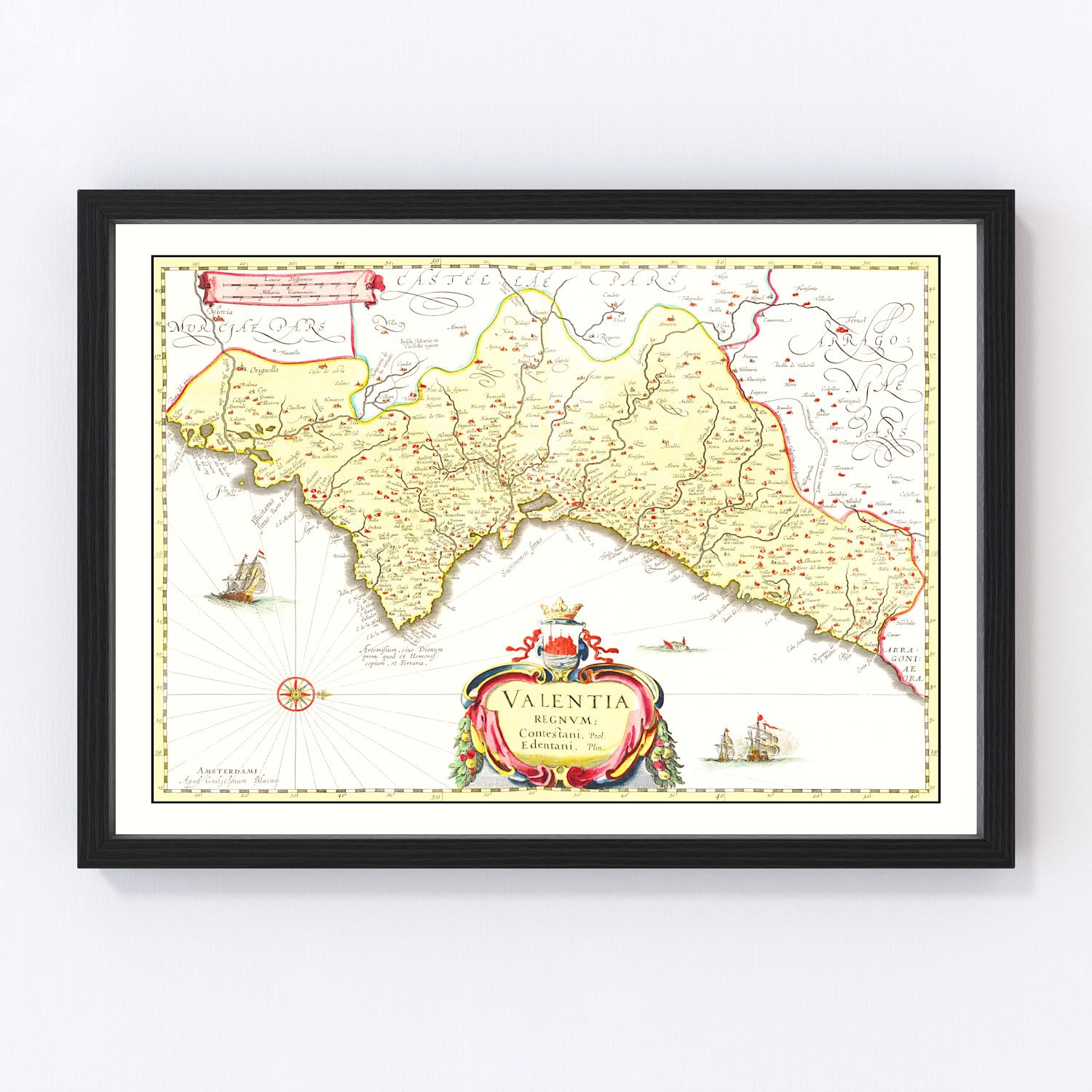 Vintage Map of Valencia, Spain 1665