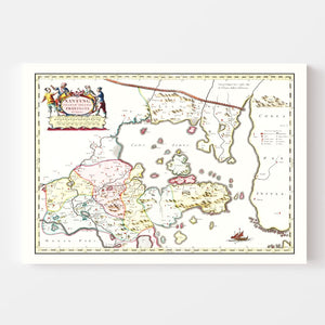 Vintage Map of Shantung, China 1665