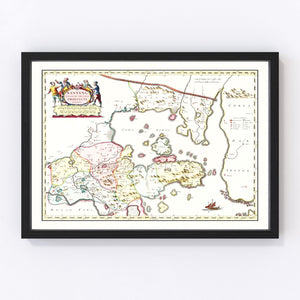 Vintage Map of Shantung, China 1665