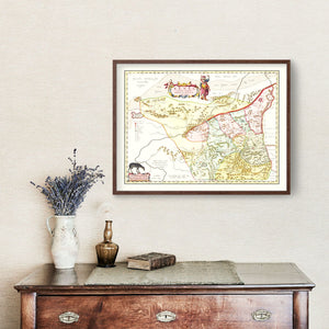 Vintage Map of Xensi, China 1665