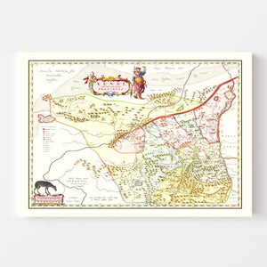 Vintage Map of Xensi, China 1665