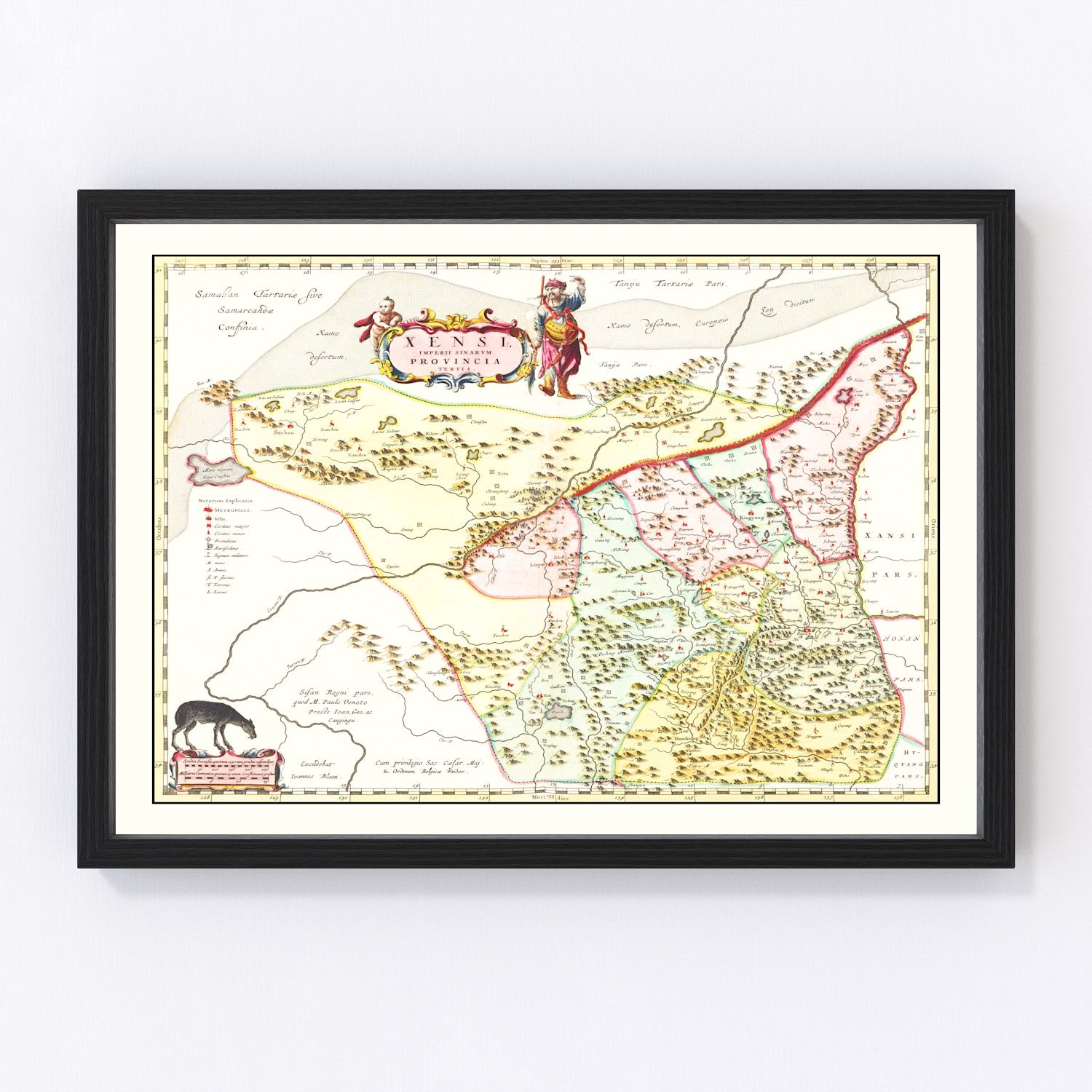 Vintage Map of Xensi, China 1665