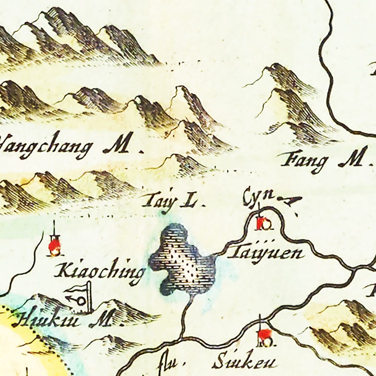 Vintage Map of Xansi, China 1665
