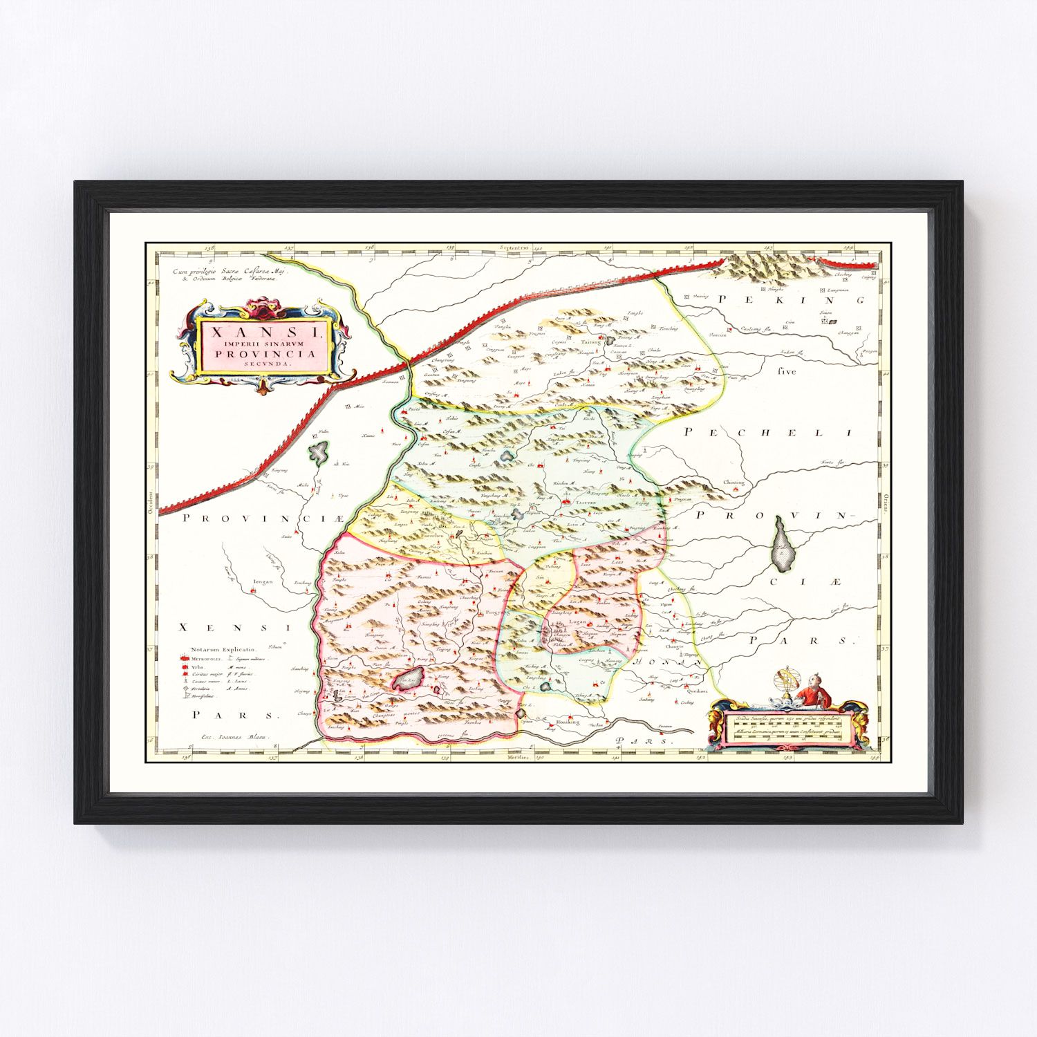 Vintage Map of Xansi, China 1665