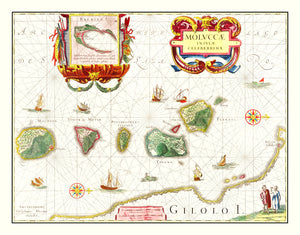Vintage Map of the Spice Islands 1665