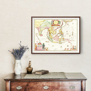 Vintage Map of India 1665