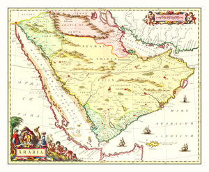 Vintage Map of Arabia 1665