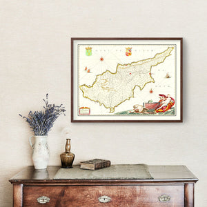 Vintage Map of Cyprus 1665