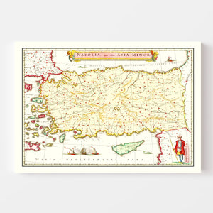 Vintage Map of Turkey 1665