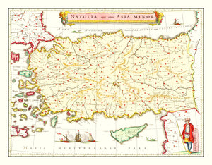 Vintage Map of Turkey 1665