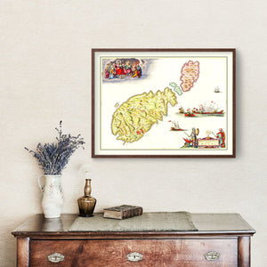 Vintage Map of Malta 1665