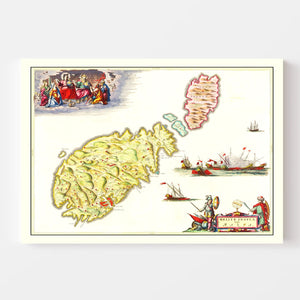 Vintage Map of Malta 1665