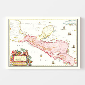 Vintage Map of Guatemala 1665