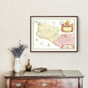 Vintage Map of Mexico 1665