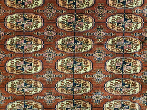 4' X 4' Antique Handmade Turkoman Bokhara Balouch Woven Wool Rug Brick Red Nice