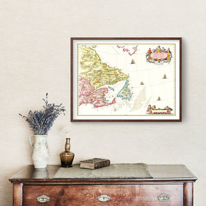 Vintage Map of Eastern Canada 1665