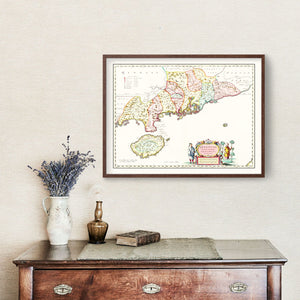 Vintage Map of Guangdong, China 1665