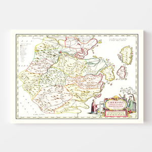 Vintage Map of Zhejiang, China 1665
