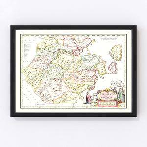 Vintage Map of Zhejiang, China 1665