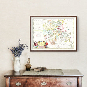 Vintage Map of Nanking, China 1665