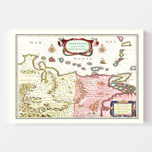 Vintage Map of Venezuela 1665