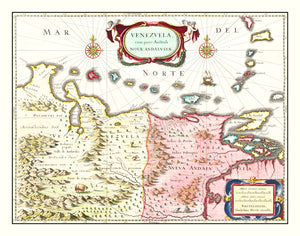 Vintage Map of Venezuela 1665