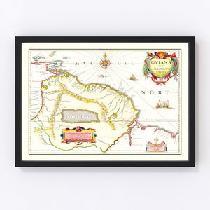 Vintage Map of Guyana 1665