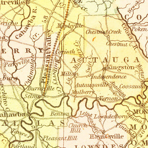 Vintage Map of Alabama 1854