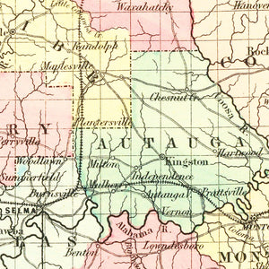 Vintage Map of Alabama 1855