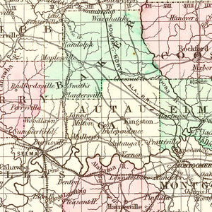 Vintage Map of Alabama 1871