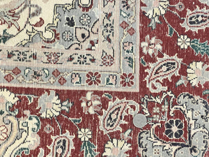 Pak Persian Rug 6x9, Floral Medallion, Dark Blue, Traditional Oriental Carpet, Handmade Wool Vintage Medium Size Rug, 240 KPSI