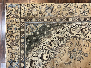 Antique Persian Tabriz Rug 9x12, Floral Medallion Rug, Hand-Knotted Wool Oriental Carpet, Room Sized Handmade Rug, 9 x 12 Vintage Farmhouse Rug