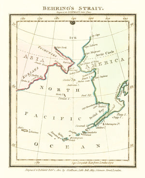 Vintage Map of Behring's Strait 1802