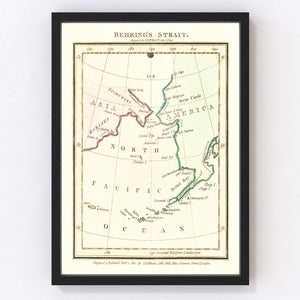 Vintage Map of Behring's Strait 1802