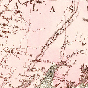 Vintage Map of Alaska 1886