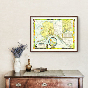 Vintage Map of Alaska 1936