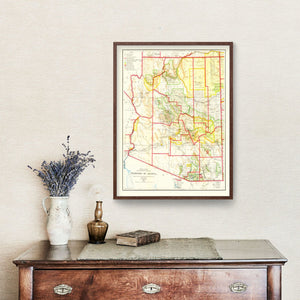 Vintage Map of Arizona 1909