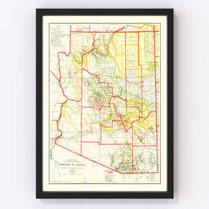Vintage Map of Arizona 1909