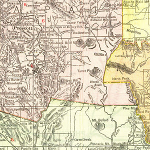 Vintage Map of Arizona 1915