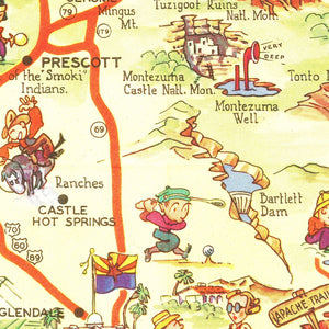 Vintage Pictorial Map of Arizona 1942